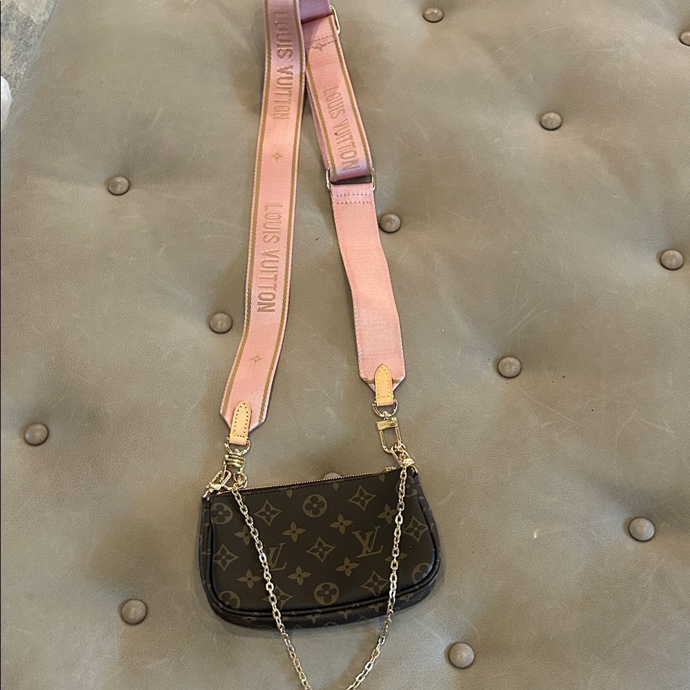 Not Louis Vuitton Pink and Brown Monogram Crossbody Bag